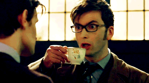 Doctor Who The Day of the Doctor - David Tennant having tea