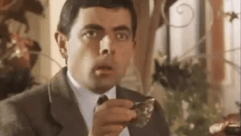 Mr Bean drops his cup of tea - DR